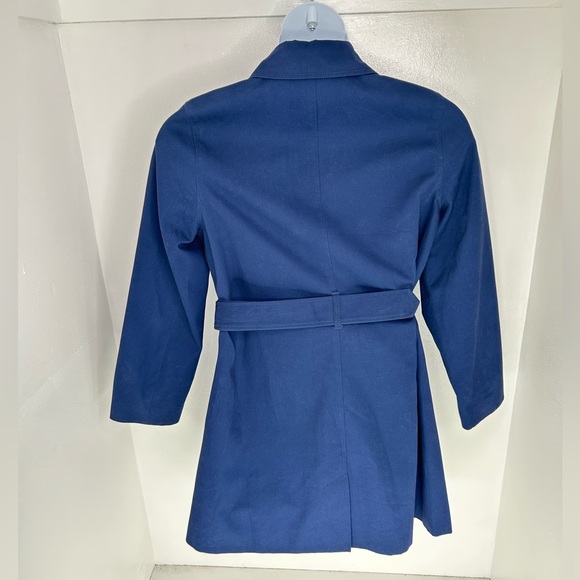J. Crew Womens 10 Blue Belted Double Breasted Trench Mid Length Classic Office - Picture 7 of 13